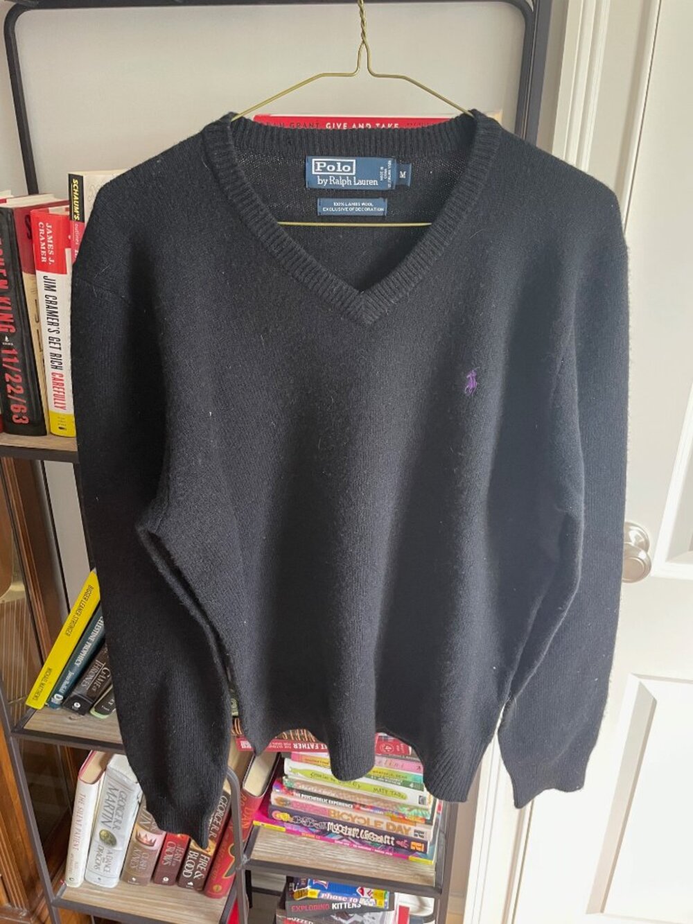 Polo Ralph Lauren V Neck Wool Sweater (Medium - M) Black